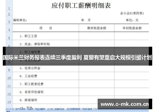 国际米兰财务报表连续三季度盈利 夏窗有望重启大规模引援计划